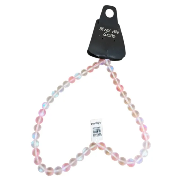 Mermaid Glass bead string, Pink, 8mm, 40cm