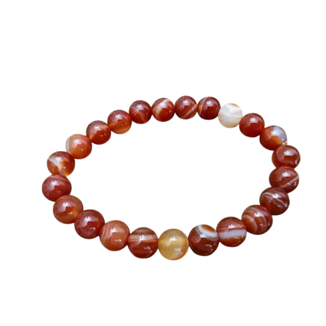 Carnelian bead bracelet, 8mm, stretchcord