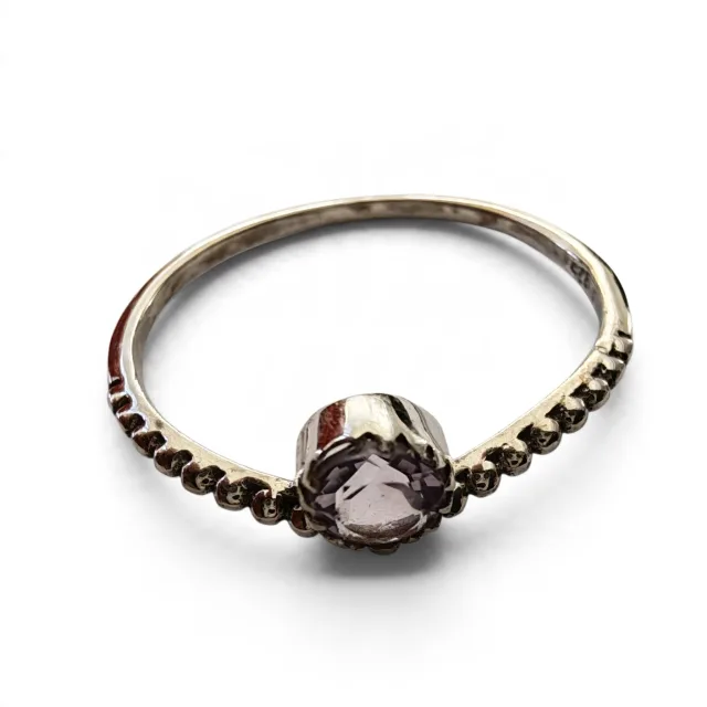 Amethyst ring in 925 silver, Round, size 9