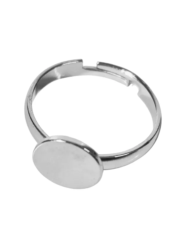 Stainless steel flat base adjustable ring, 10mm base of ring for stone