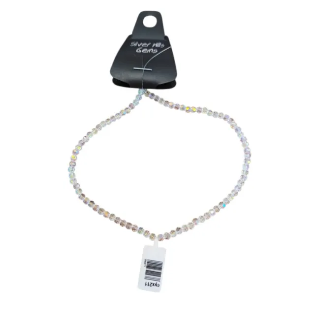 Glass bead string, faceted, rondelle, 5x4mm, clear AB, 33cm