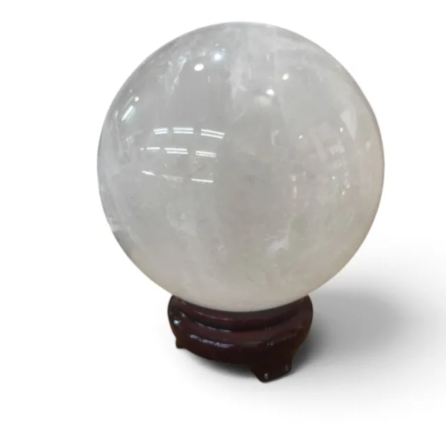 Snow Quartz Sphere on stand, 13cm high