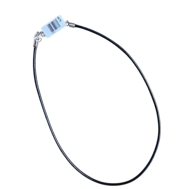 Black faux leather string w clasp, 3.2mm, 49cm