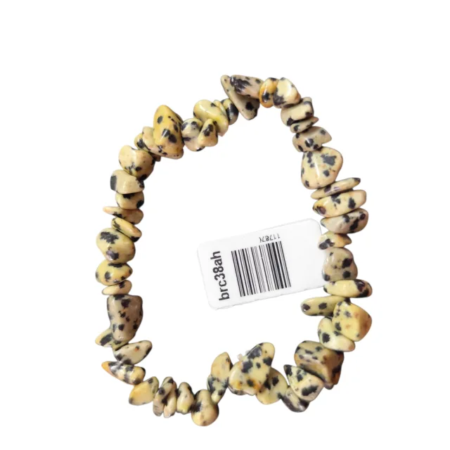 Dalmatian stone chip bracelet, stretchcord