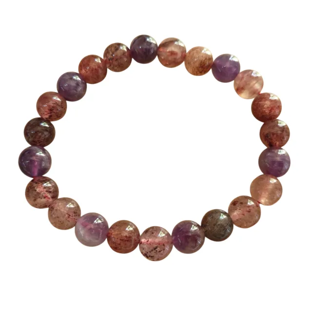 Strawberry quartz bead bracelet, 8mm, stretchcord