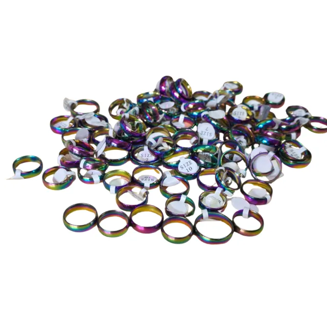 Stainless steel Rainbow color ring, ass. sizes
