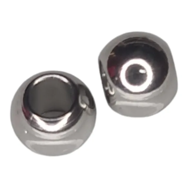 4x Round bead in stainless steel, 6x8mm