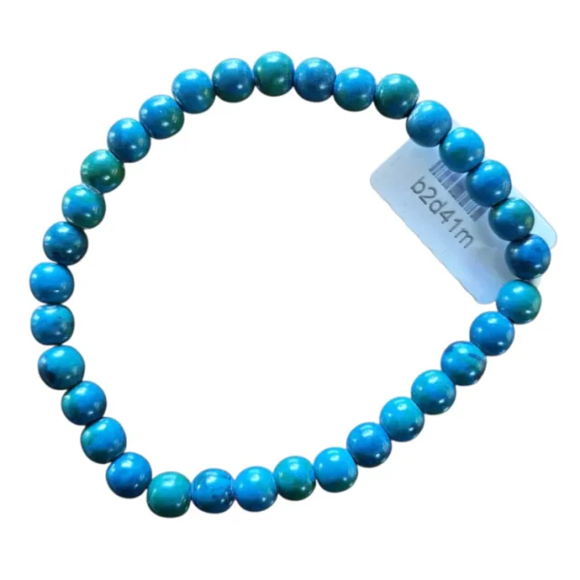 Azurite Chrysocolla bead bracelet, matte, 6mm, stretchcord
