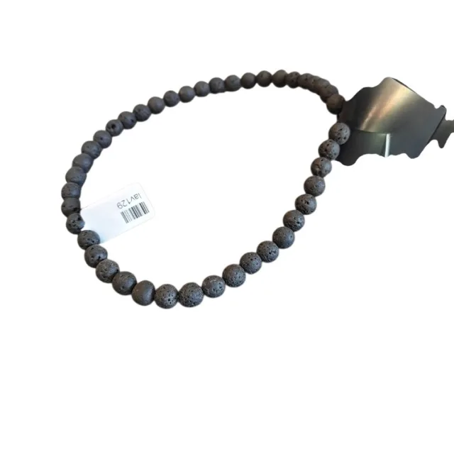 Black Lava bead string, 8mm, round, 40cm