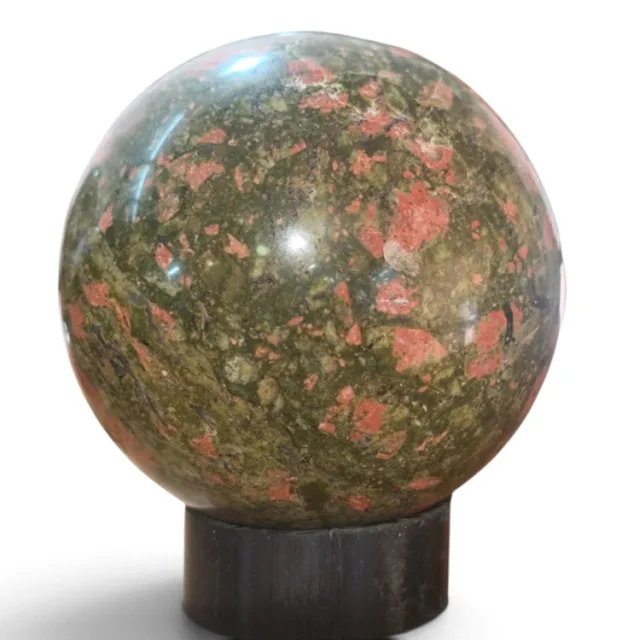 Unakite sphere, 8.9cm (Roughly the size of a small cup or glass coaster)