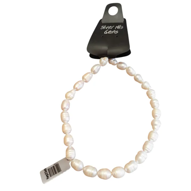 White Oval Rice pearl, Approximately 8-11mm in size, 35 cm