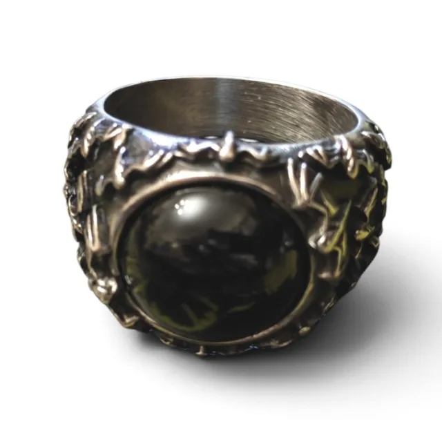 Mixed round cabochon gemstone ring, adjustable sizes. Various gemstones.