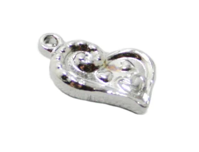 Heart charm in stainless steel, 17mm