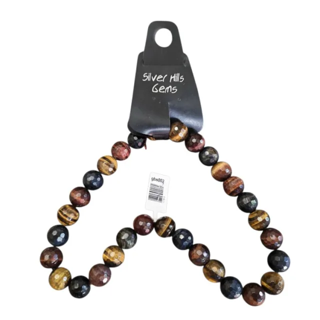 Multi-color Faceted Tigers Eye 12mm bead string, 39cm