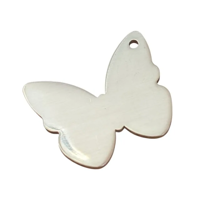 Butterfly charm, stainless steel, flat with hole in top wing, 19mm