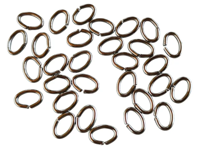 30 x Oval Jumprings in stainless steel, 6 x 4mm, 0.8mm thick