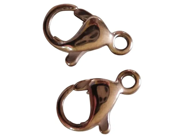 2 x Stainless steel lobster clasp 9mm, Rose Gold