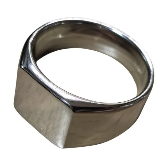 Classic Square Signet Ring – Silver Stainless Steel (Size 13)