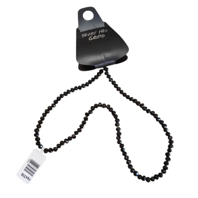 Glass bead string, faceted, rondelle, 3x4mm, Black, 40cm
